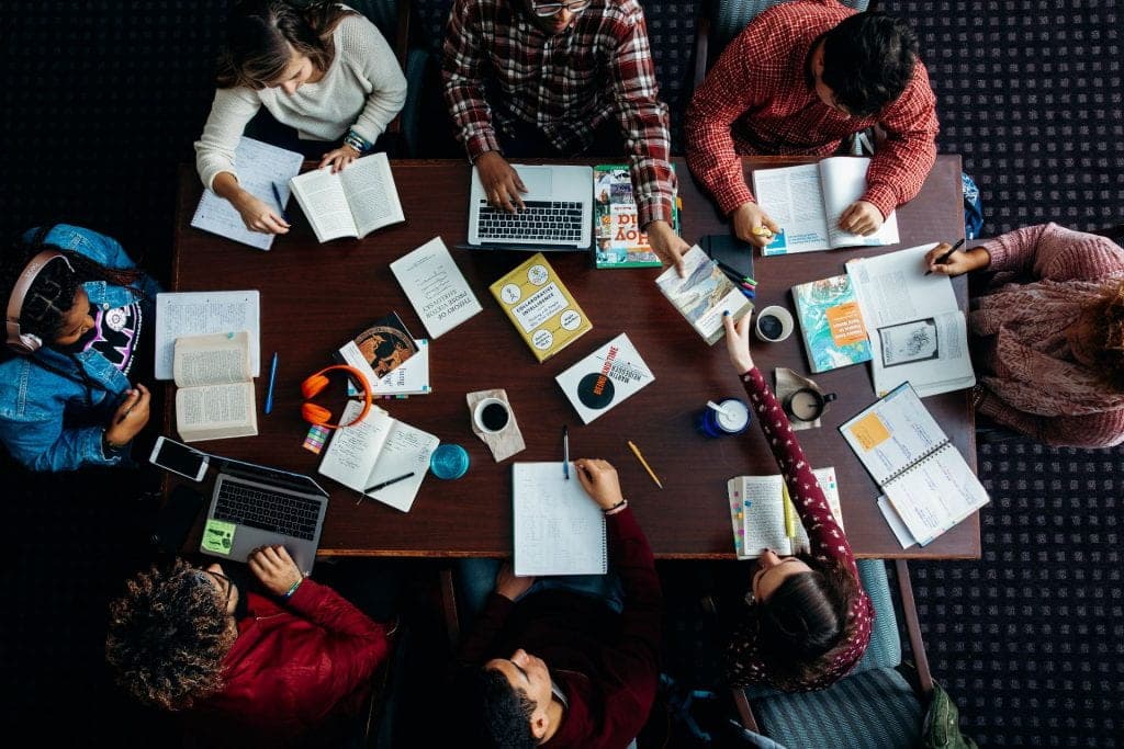 Students studying for IELTS